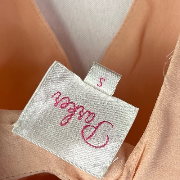 Parker Peach Orange Silk Wrap Front Peplum Long Sleeve S - Picture 5 of 6